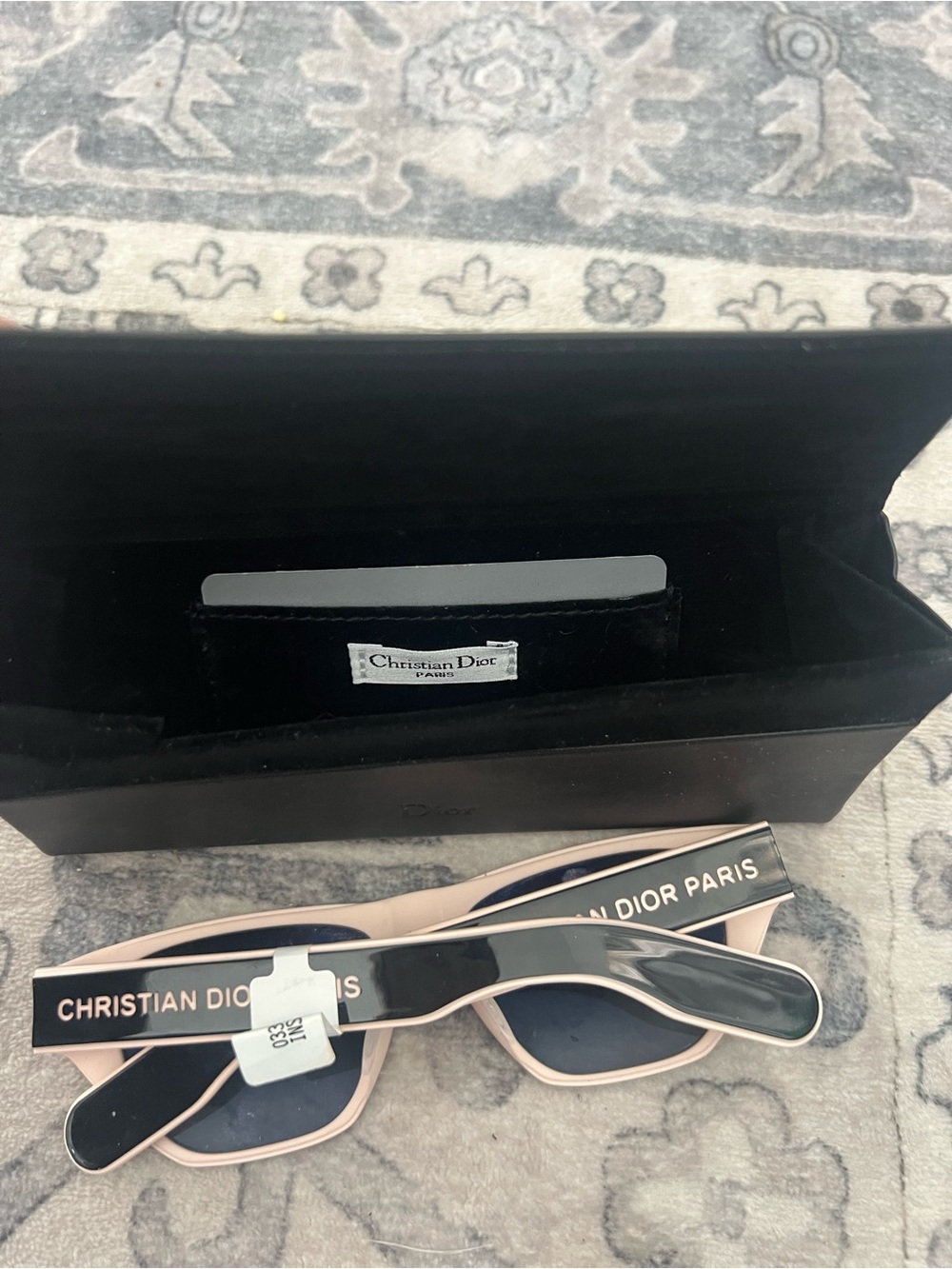 DiorPacific S2U 53mm Rectangular Sunglasses peach and black logo NWTS - Picture 3 of 6
